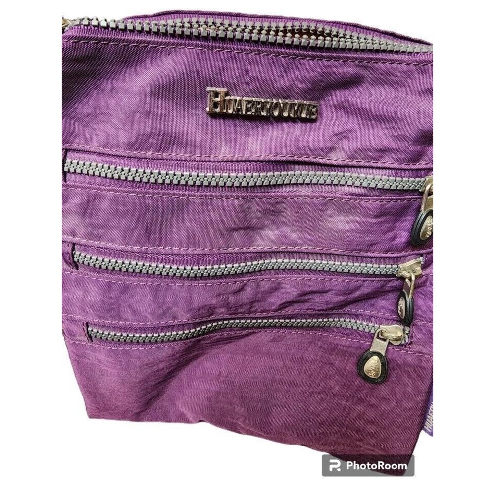 Huaertouyue Purple Nylon Crossbody Bag Waterproof - Picture 2 of 5